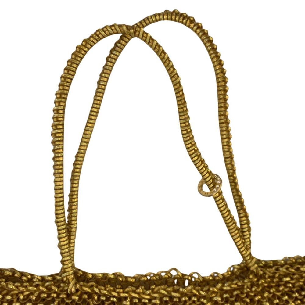 ANTEPRIMA Milan Champagne Gold Wire Bag Tote with Rhinestone Logo Charm - Picture 12 of 15
